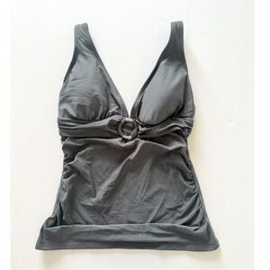 Michael Kors Gunmetal Tank Bathing Suit Cruise Swimwear Sleek Top Part XS